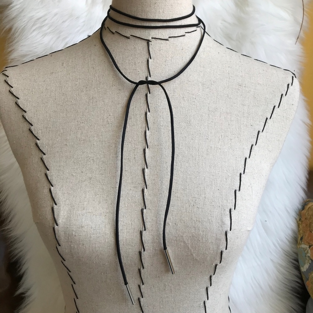 Boho leather wrap choker necklace with metal NWT! - Picture 4 of 6